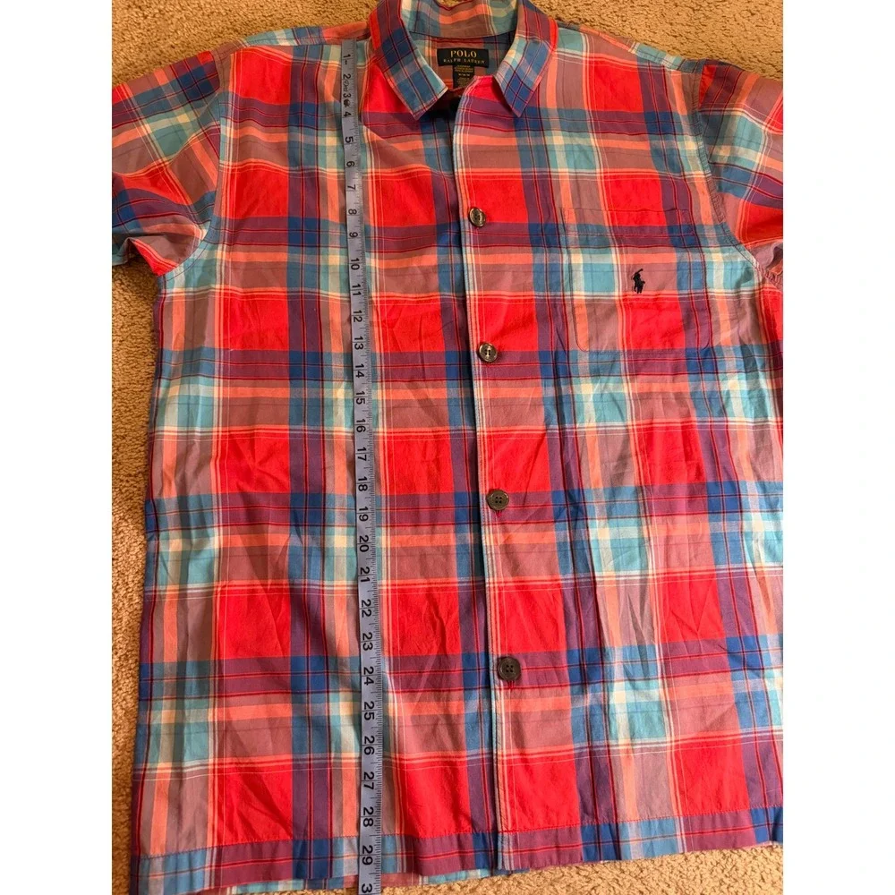Polo Ralph Lauren Mens Red Blue Plaid Short Sleeve Sleeve Shirt Medium P530RL